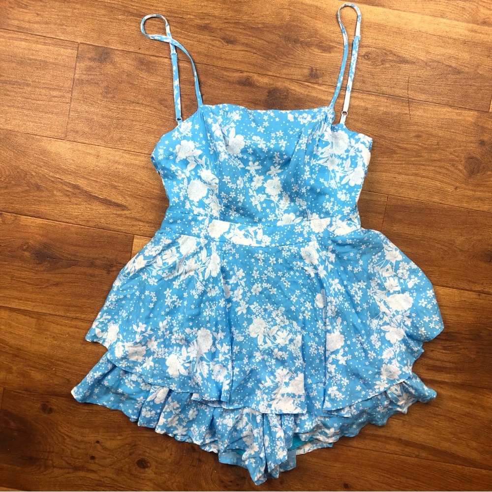 Skylar + Madison Blue and White Floral Romper